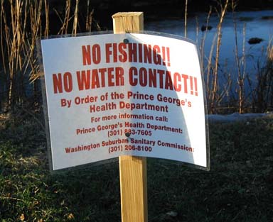A fish advisory sign.
