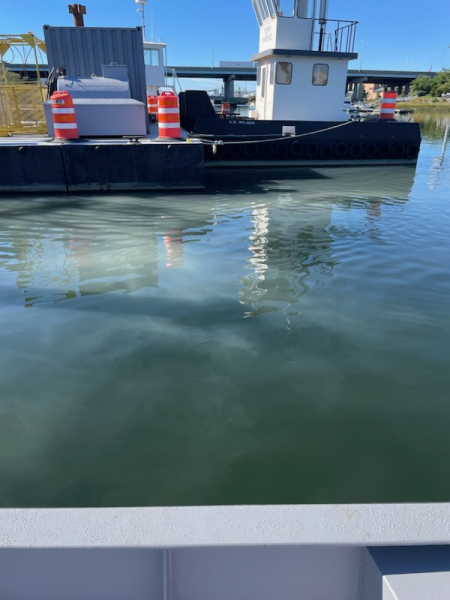 An oil sheen in water.