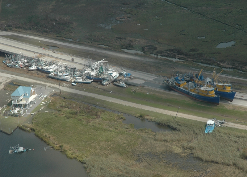 Boats scattered on a shoreline.