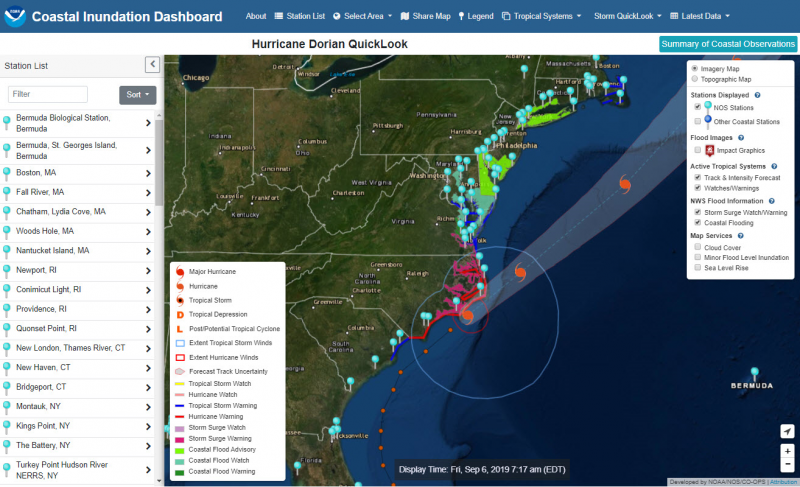 A screenshot of the Coastal Inundation Dashboard.
