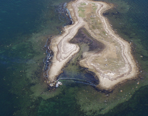 An aerial map view of a small island.