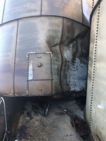 Damaged oil tanks.