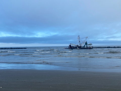 A grounded vessel. 