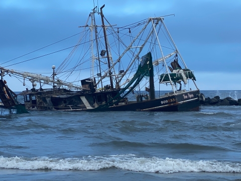 A grounded vessel. 