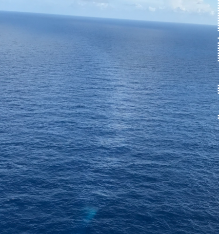 An oil sheen in water.