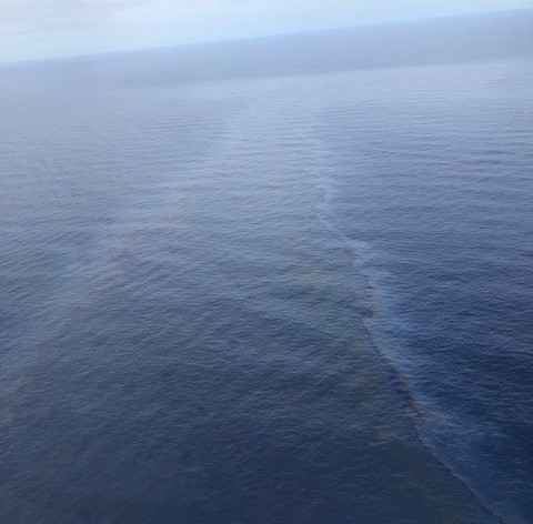 An oil sheen in water.