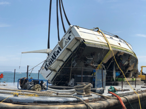 A damaged boat.
