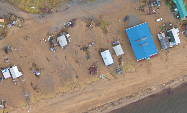 An aerial image of a flooded area.