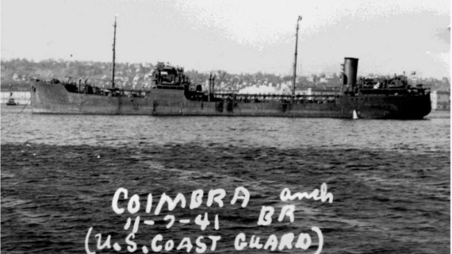 A black and white photo of a vessel.