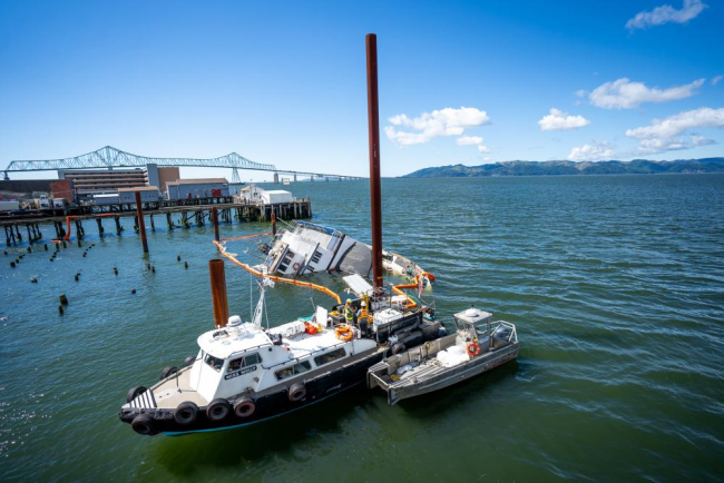 A vessel in water.