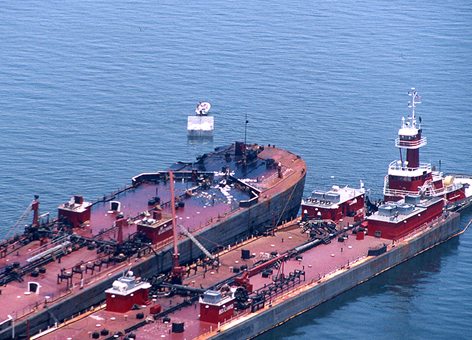 Two barges side-by-side.