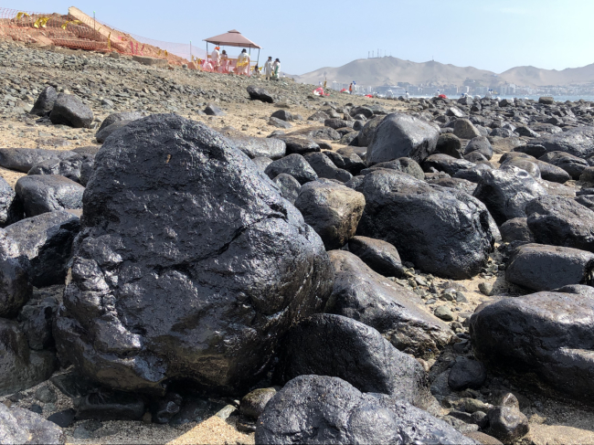 An oiled beach.