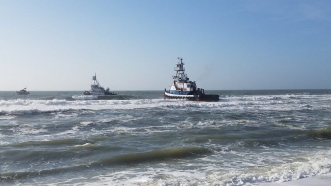 Two vessels in water. 