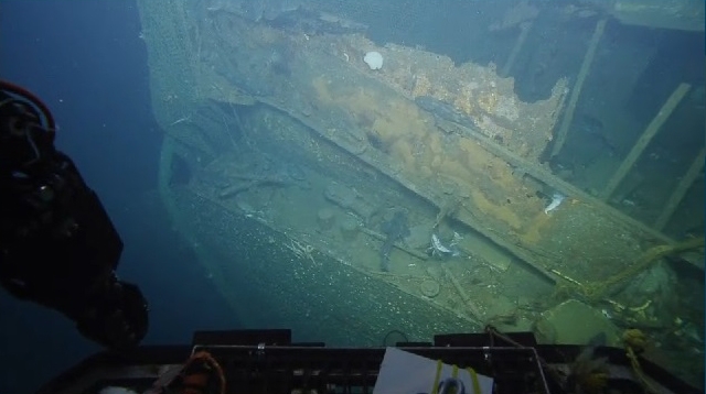 A zoomed out view of the decaying remains of the Coast Trader