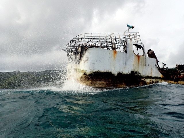 A grounded vessel. 