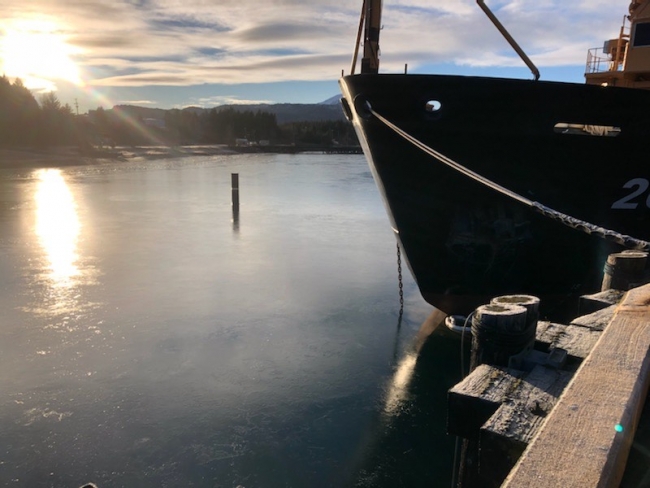 A docked vessel. 