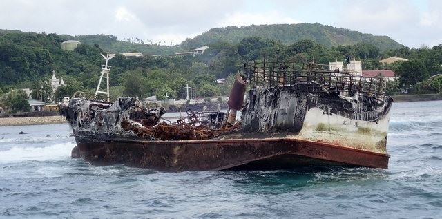 A grounded vessel. 