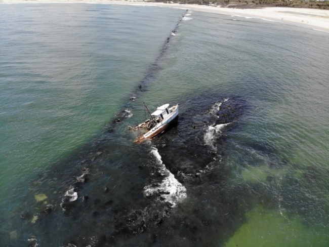 A vessel run aground.