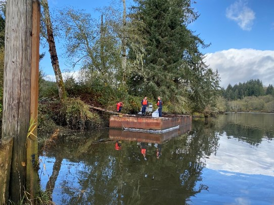 People on a derelict vessel. 