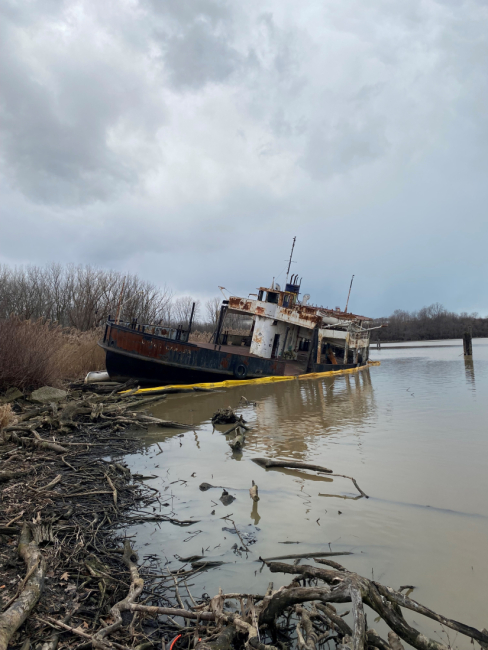 A sinking vessel.