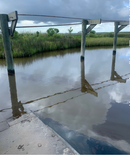 An oil sheen in water.