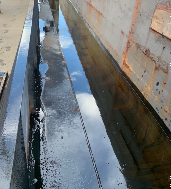 An oil sheen in water.