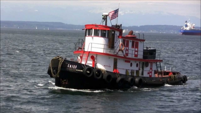A vessel in water. 
