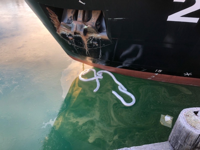 An oil sheen in water.