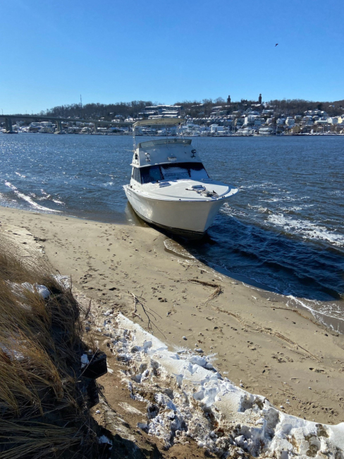 A boat on the shore.