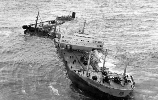 A sinking vessel.