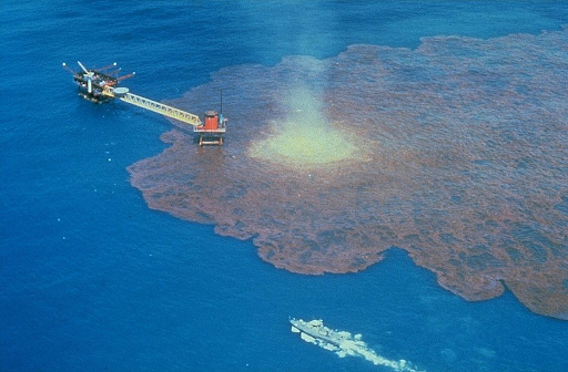 Oil in the ocean.