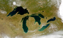 A view of the Great Lakes from SeaWiFS satellite. Image credit: NASA.