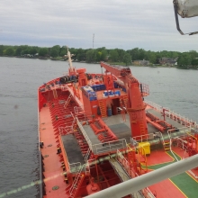 A vessel in water. 