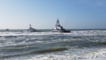Two vessels in water. 