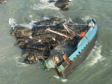 A grounded vessel. 