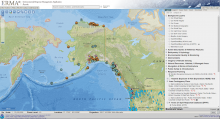A screenshot of a mapping program zoomed in on the North Pacific Ocean.