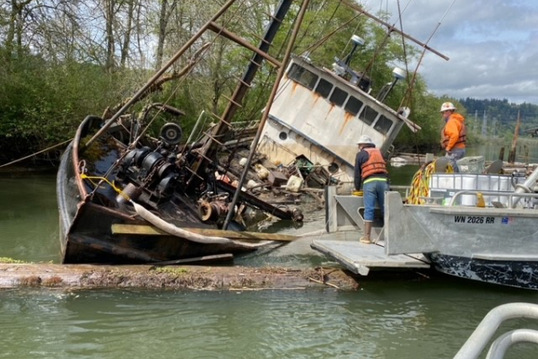 A sinking vessel.